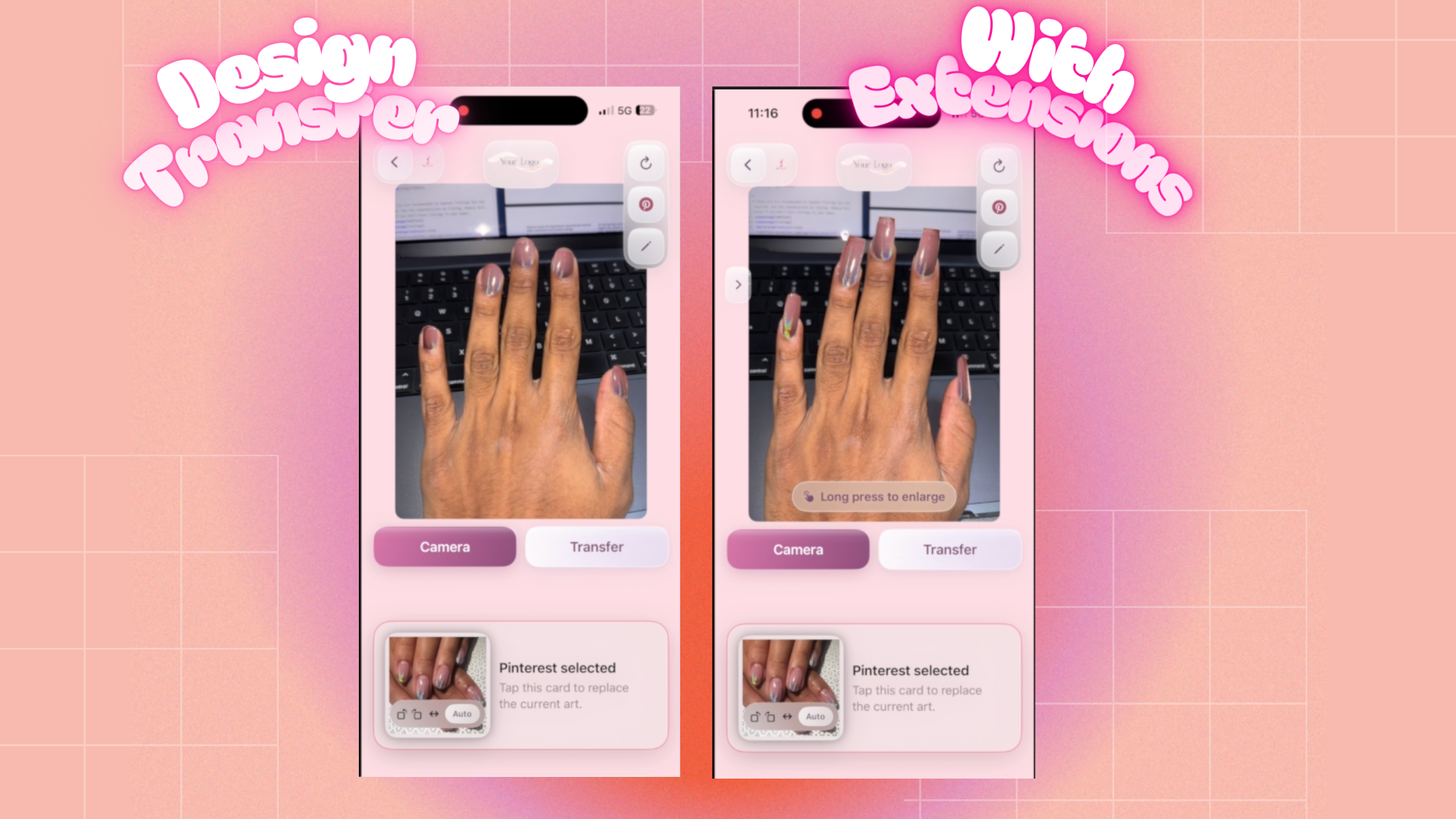 Detailed NailTry AR app mockup board